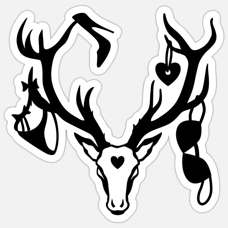 Hirsch mit Beute / Brunftzeit 1c Sticker Größe S (10 x 10 cm)