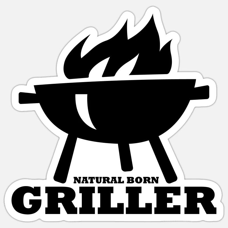 Natural Born Griller - BBQ Master, BBQ, Grilling Sticker size S (10 x 10 cm)