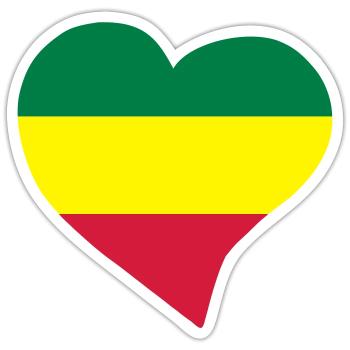 Coeur rasta - Sticker taille S (10 x 10 cm) - blanc mat - Devant