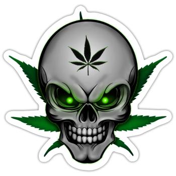 Hemp Skullhead 003 AllroundDesigns - Sticker size S (10 x 10 cm) - white matte - Front