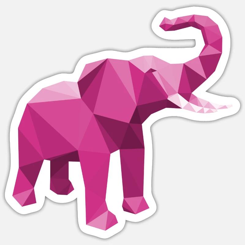 Elephant Pink with stylish LowPoly effect - Sticker size S (10 x 10 cm) - white matte