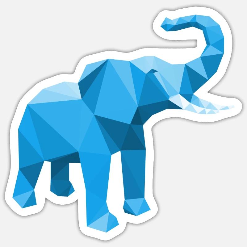 Bleu éléphant avec effet LowPoly élégant Sticker taille S (10 x 10 cm)