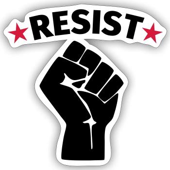 Faust Widerstand Protest - Sticker Größe S (10 x 10 cm) - Mattweiß - Vorne