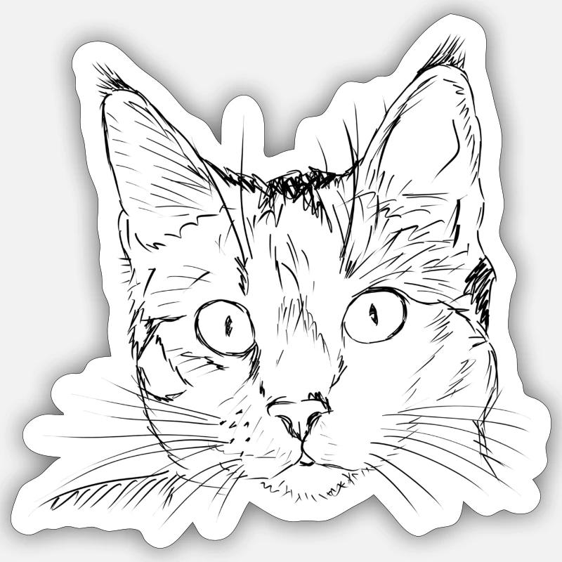 Cat drawing - Sticker size S (10 x 10 cm) - white matte