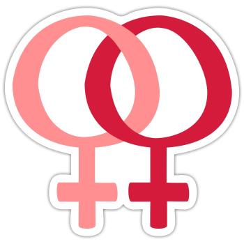 Femme & Femme - Sticker taille S (10 x 10 cm) - blanc mat - Devant