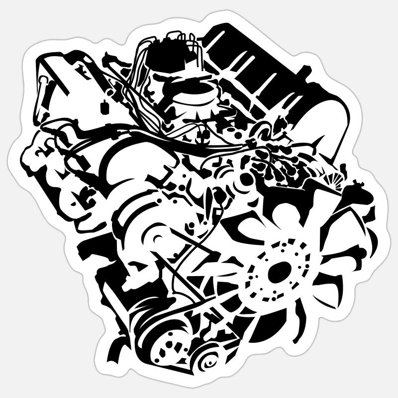 V8_Motor Sticker Größe S (10 x 10 cm)