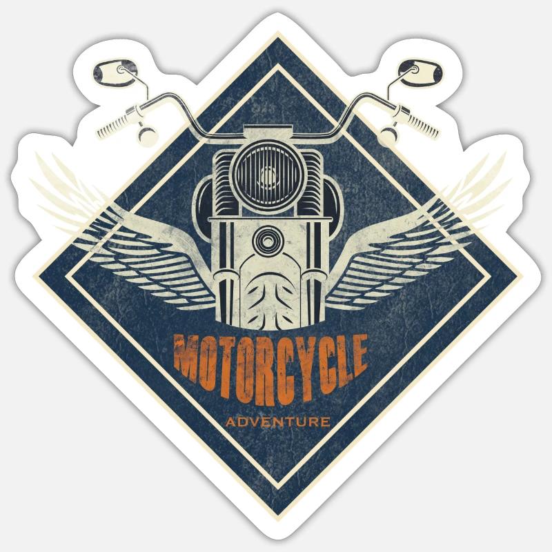 Moto biker - Sticker taille S (10 x 10 cm) - blanc mat