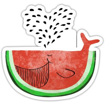 Wassermelone Wal - Walfisch Melone - Früchte -Love - Sticker Größe S (10 x 10 cm) - Mattweiß - Vorne