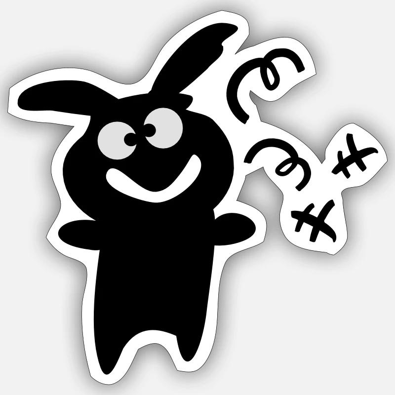 Drôle de lapin - Sticker taille S (10 x 10 cm) - blanc mat