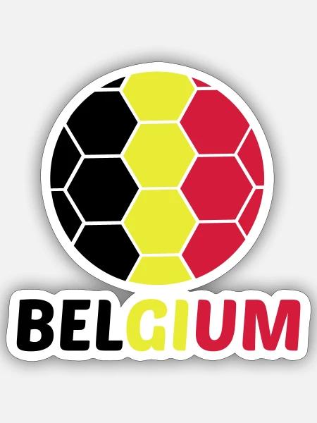 Belgique Belgique Texte Drapeau Cool Football Fan Fun - Sticker taille S (10 x 10 cm) - blanc mat