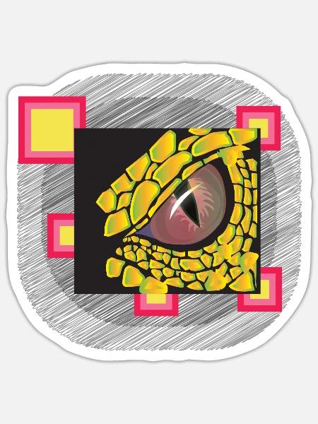 Drache Dragon Schuppen Drachenauge Echse Fantasy - Sticker Größe S (10 x 10 cm) - Mattweiß