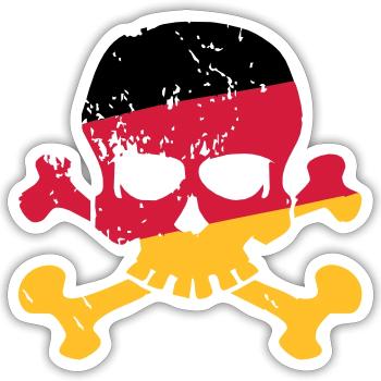 German flag skull - Germany - Berlin - football - Sticker size S (10 x 10 cm) - white matte - Front