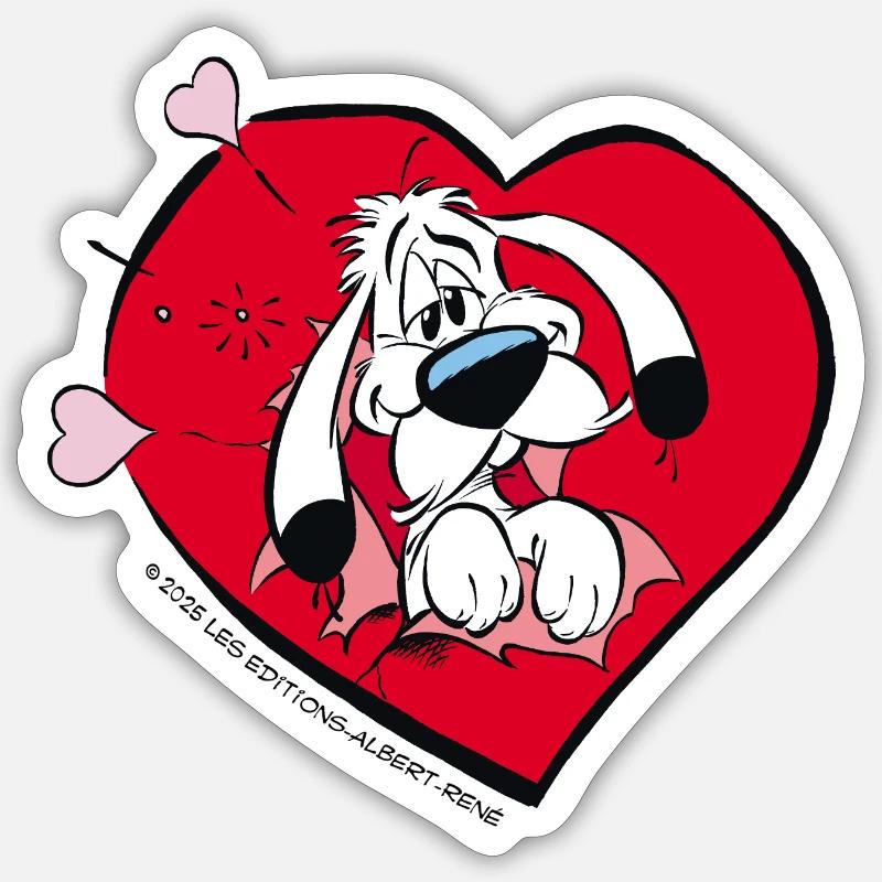 Asterix & Obelix - Idefix mit Herz Sticker Größe S (10 x 10 cm)
