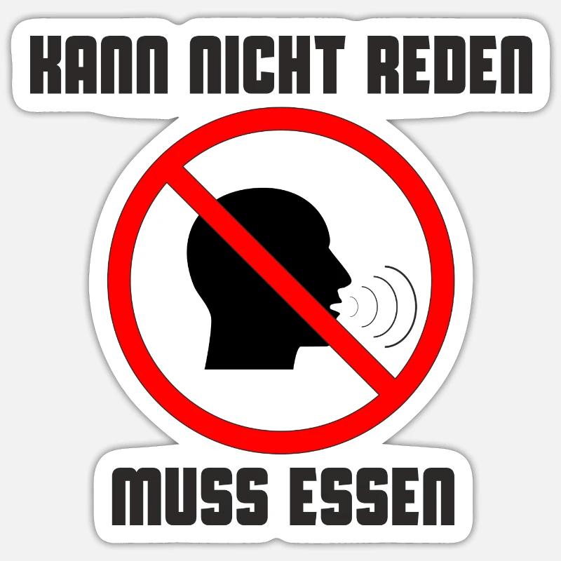 Impossible de parler, doit manger. noir Sticker taille S (10 x 10 cm)