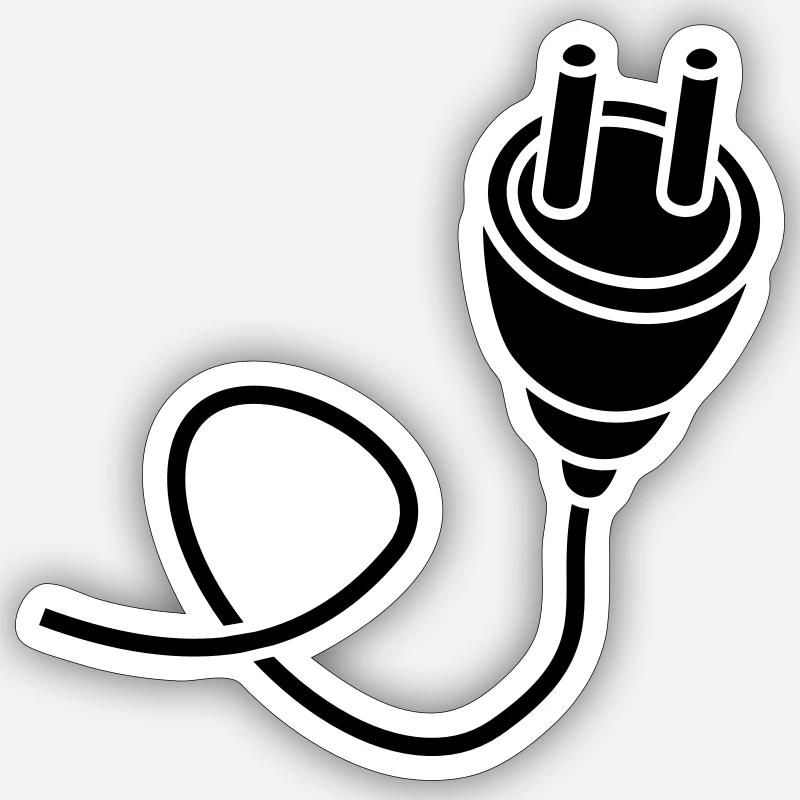 noir connectez le câble de connexion - Sticker taille S (10 x 10 cm) - blanc mat