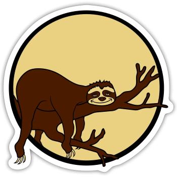nacht mond sonne abend rund kreis faultier entspan - Sticker Größe S (10 x 10 cm) - Mattweiß - Vorne