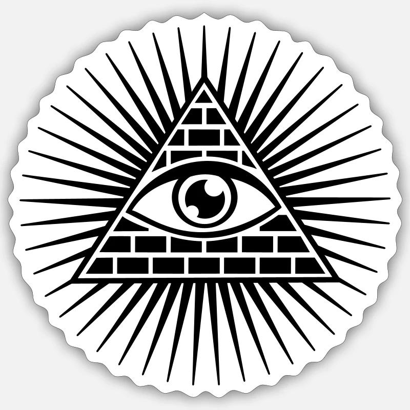Oeil de la Providence, Dieu, pyramide, Maçonnique - Sticker taille S (10 x 10 cm) - blanc mat