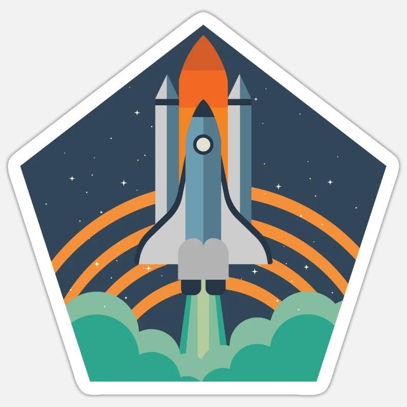 Rocket - Galaxy Space Space Astronaut - Sticker taille S (10 x 10 cm) - blanc mat