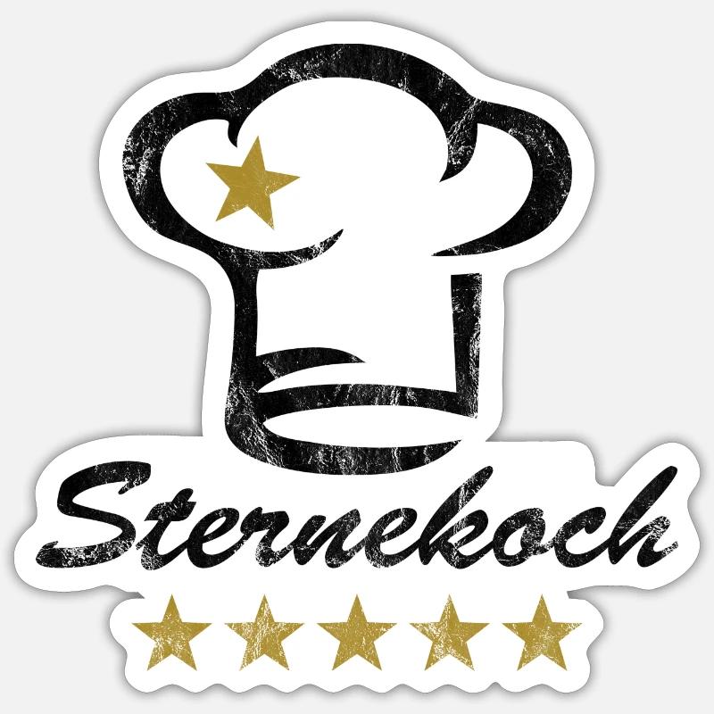 Étoilé chef 5 étoiles chef chef grunge chef cuisinier étoilé - Sticker taille S (10 x 10 cm) - blanc mat
