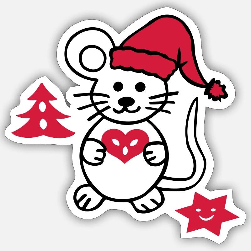 Christmas Mouse - Sticker size S (10 x 10 cm) - white matte