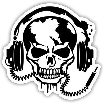 Skull with headphones - Sticker size S (10 x 10 cm) - white matte - Front