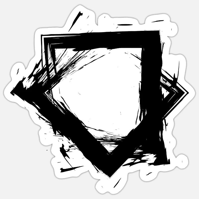 Zwei Quadrate Design variante 2 Schwarz - Sticker Größe S (10 x 10 cm) - Mattweiß