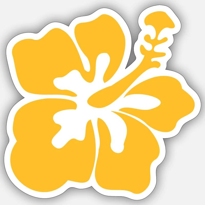 Hibiskus Fleur Hawaï fleur - Sticker taille S (10 x 10 cm) - blanc mat