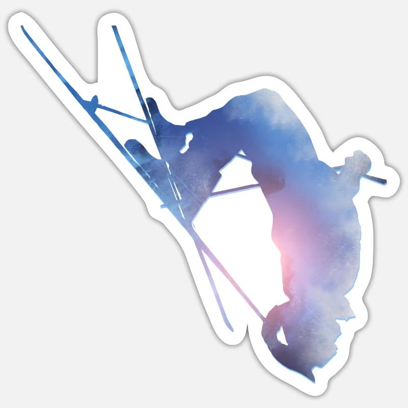skieur - Sticker taille S (10 x 10 cm) - blanc mat