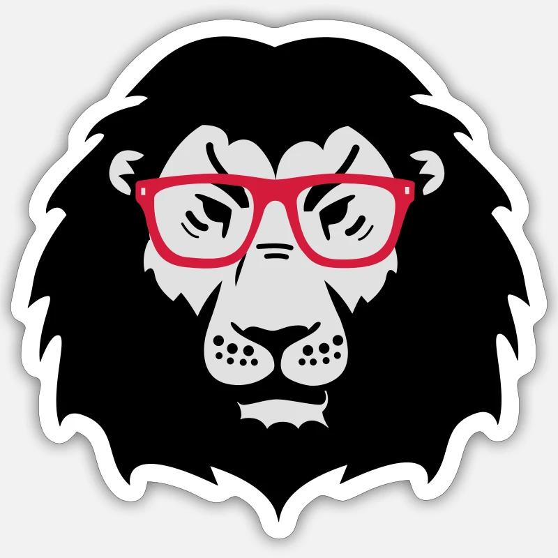 lion Löwe Gläser - Sticker Größe S (10 x 10 cm) - Mattweiß