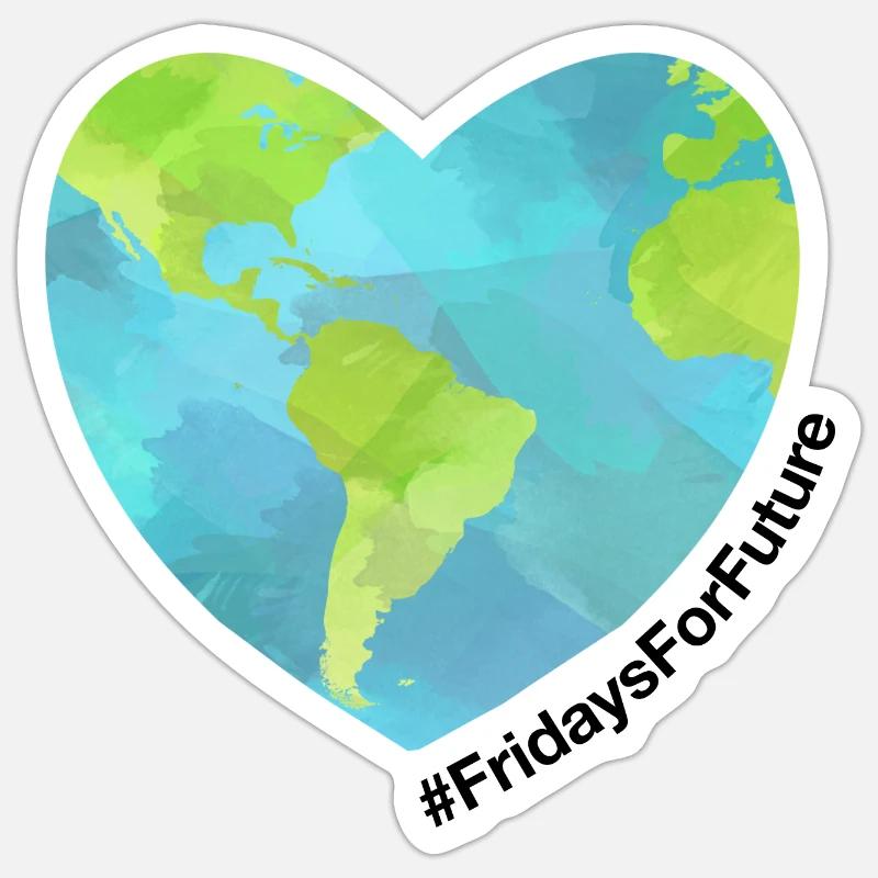 Fridays For Future Erde Herz - Sticker Größe S (10 x 10 cm) - Mattweiß