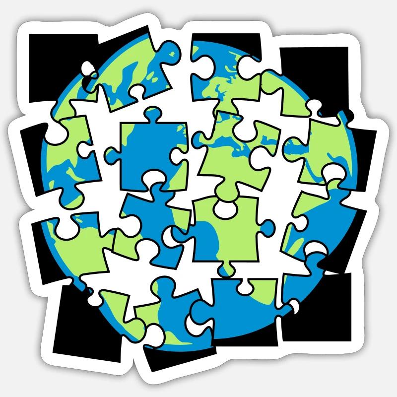 Pièces de puzzle de la terre pièce de puzzle construire spi - Sticker taille S (10 x 10 cm) - blanc mat