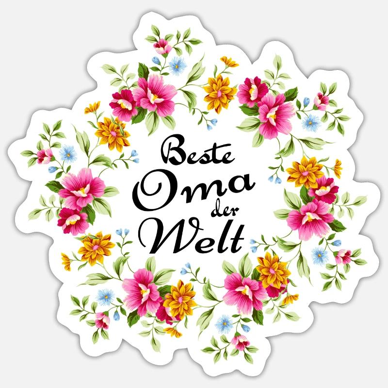 Beste Oma der Welt liebste weltbeste Großmutter - Sticker Größe S (10 x 10 cm) - Mattweiß