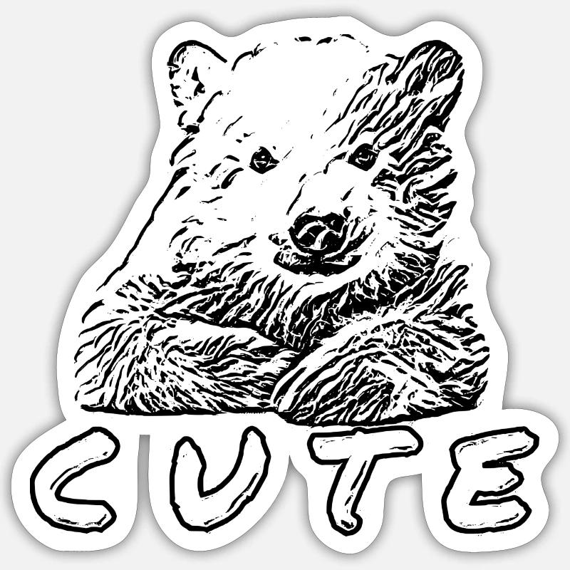 Ours - Sticker taille S (10 x 10 cm) - blanc mat