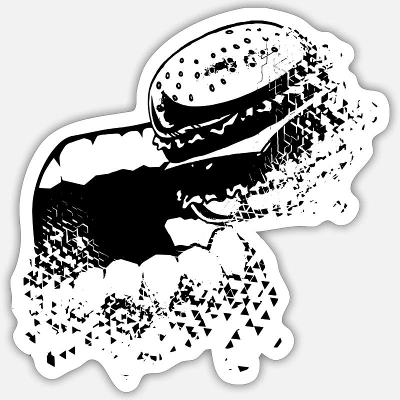 Burger - Sticker Größe S (10 x 10 cm) - Mattweiß