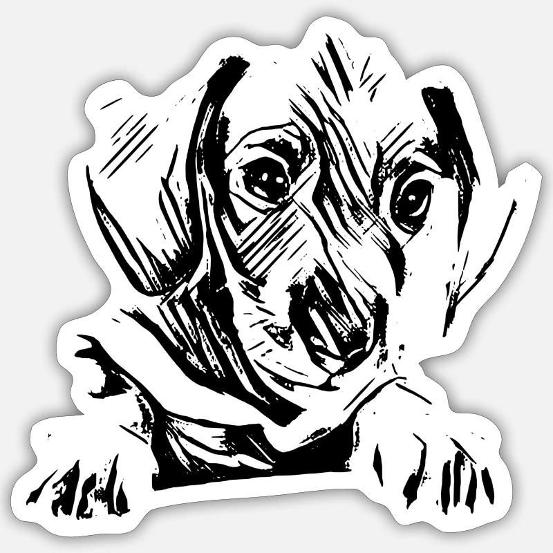 Dackel - Sticker Größe S (10 x 10 cm) - Mattweiß
