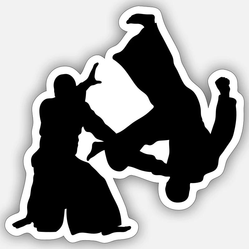 aikido - Sticker taille S (10 x 10 cm) - blanc mat