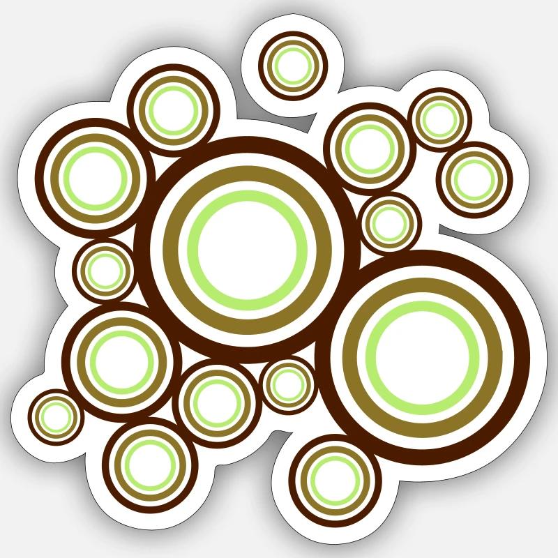 Circles retro multicolored Sticker size S (10 x 10 cm)