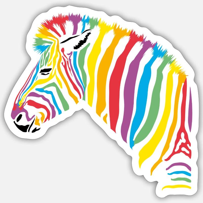 rainbow zebra - Sticker Größe S (10 x 10 cm) - Mattweiß