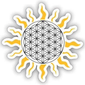 Sonne, sun, Blume des Lebens, flower of life - Sticker Größe S (10 x 10 cm) - Mattweiß - Vorne