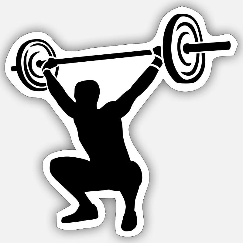Gewichtheben - Sticker Größe S (10 x 10 cm) - Mattweiß