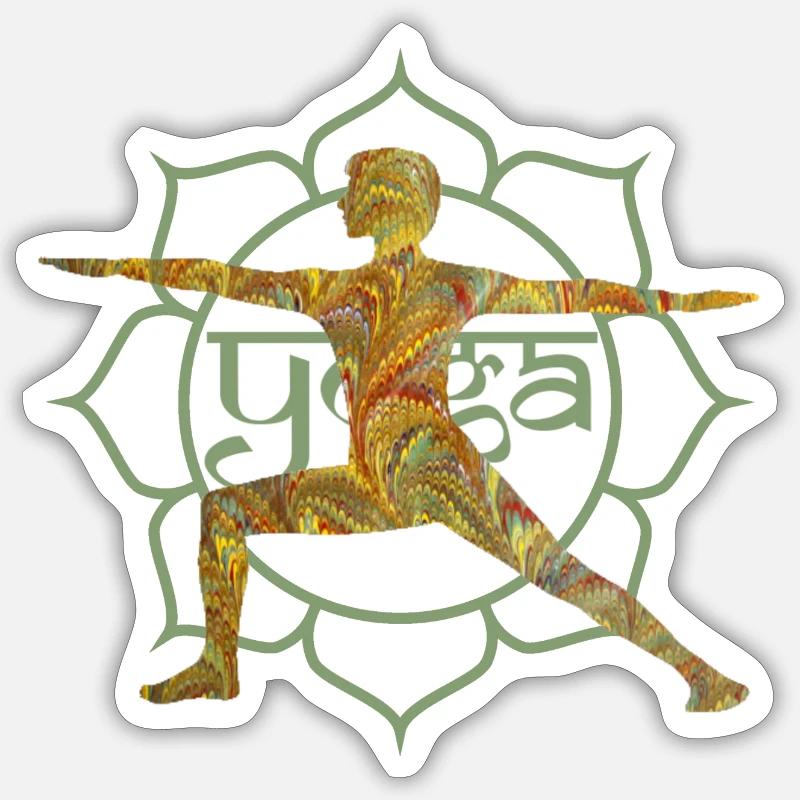 yoga 8 virabhadrasana e 38 - Sticker taille S (10 x 10 cm) - blanc mat