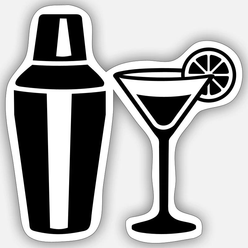 Cocktail - Sticker taille S (10 x 10 cm) - blanc mat