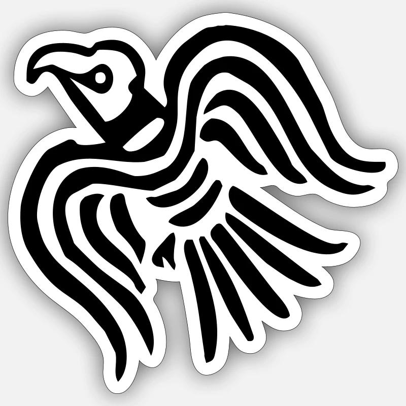 Rabe im Flug - wikingerzeitliche Darstellung - Sticker Größe S (10 x 10 cm) - Mattweiß