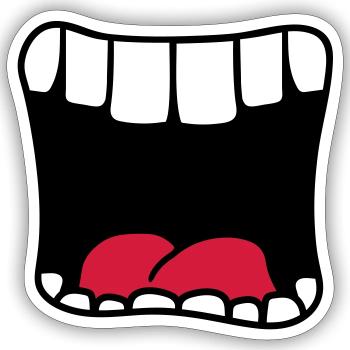 mund schreien grosses maul bruellen comic cartoon - Sticker Größe S (10 x 10 cm) - Mattweiß - Vorne