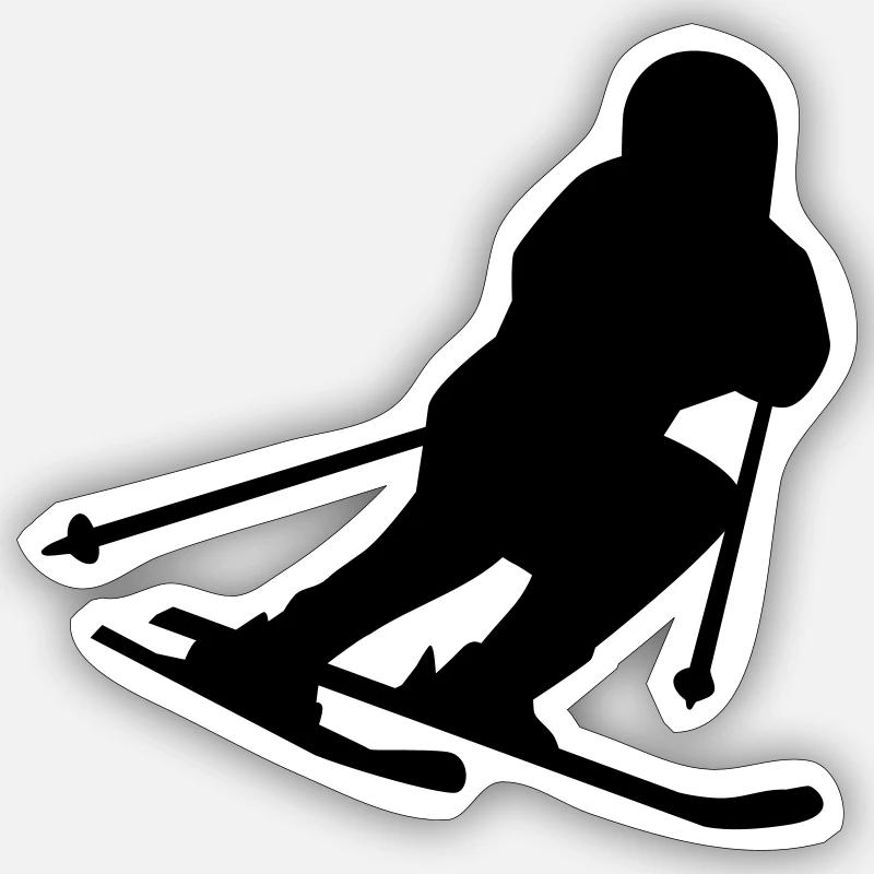 Ski - Sticker Größe S (10 x 10 cm) - Mattweiß