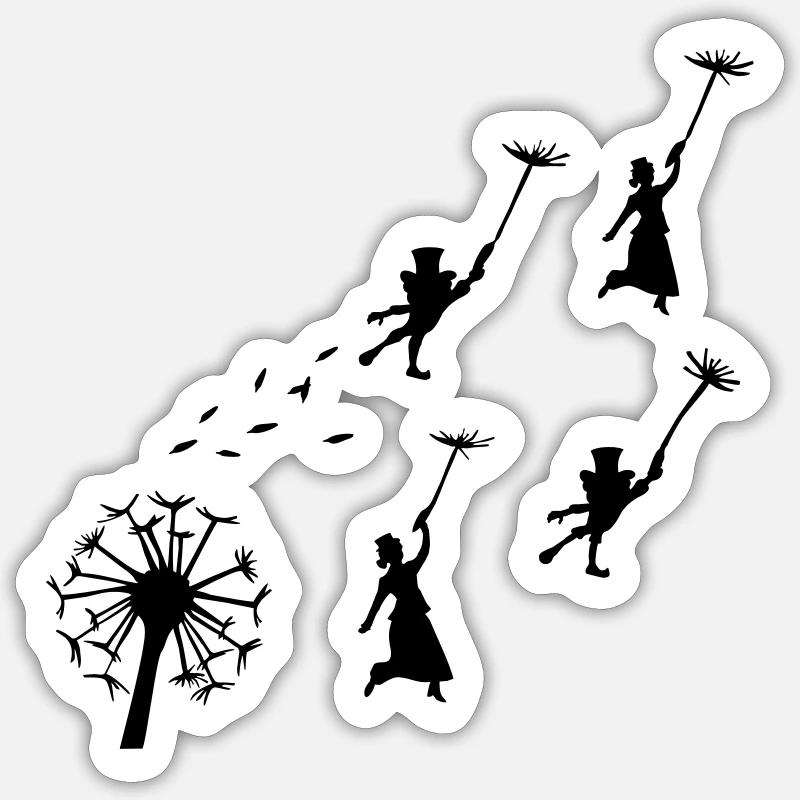 flying Dandelion Sticker taille S (10 x 10 cm)