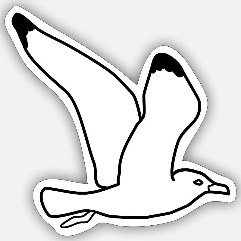 fliegende moewe vogel urlaub - Sticker Größe S (10 x 10 cm) - Mattweiß