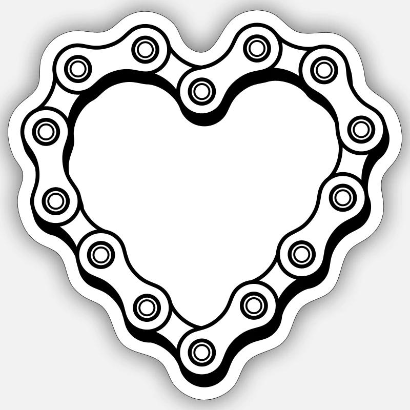Bicycle chain heart - Sticker size S (10 x 10 cm) - white matte