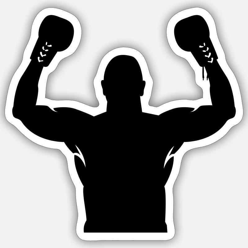 boxe - Sticker taille S (10 x 10 cm) - blanc mat