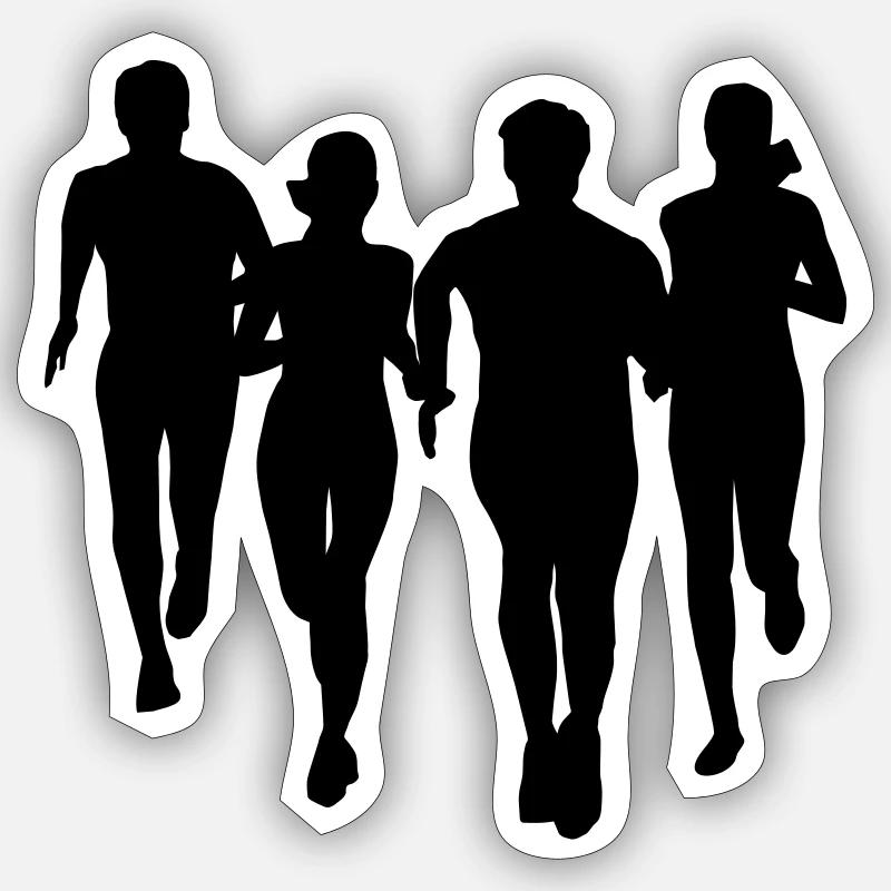 run, running - people runnings - Sticker taille S (10 x 10 cm) - blanc mat